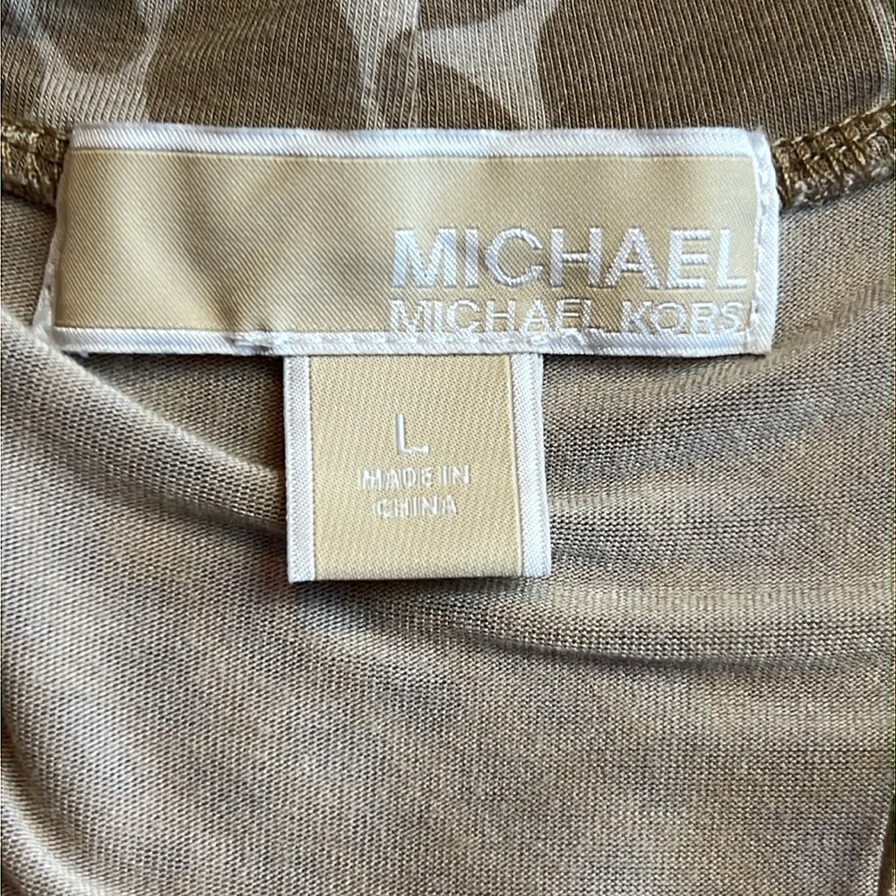 Michael Kors Giraffe Printed Midi Dress Size Large Tan and Cream SZ L - Picture 6 of 8